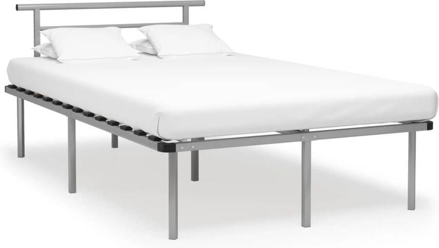 The Living Store Metalen Bedframe Grijs 120 x 200 cm Massieve constructie Stevige lattenbodem Matras niet inbegrepen Metalen Bedframe Tweepersoonsbed Bedframe Grijs Bed 120x200 Slaapkamer Meubels