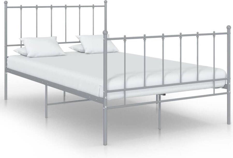 The Living Store Bedframe metaal grijs 120x200 cm Bedframe Bedframes Tweepersoonsbed Tweepersoonsbedden Bed Bedden Bedombouw Bedombouwen Frame Frames Slaapmeubel