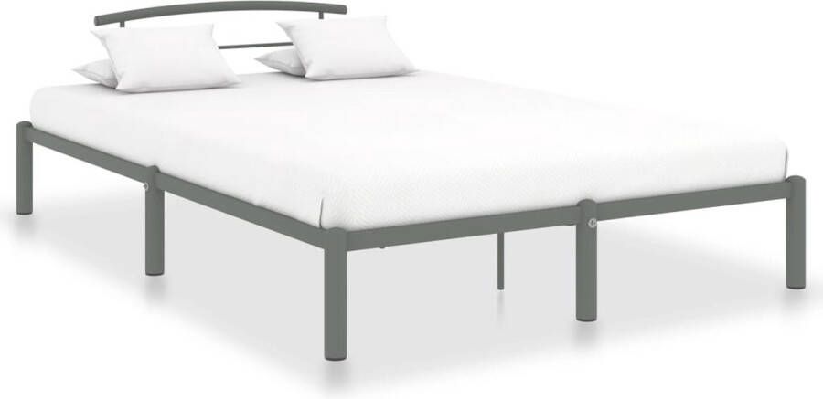 The Living Store Bedframe metaal grijs 120x200 cm Bedframe Bedframes Tweepersoonsbed Tweepersoonsbedden Bed Bedden Bedombouw Bedombouwen Frame Frames Slaapmeubel