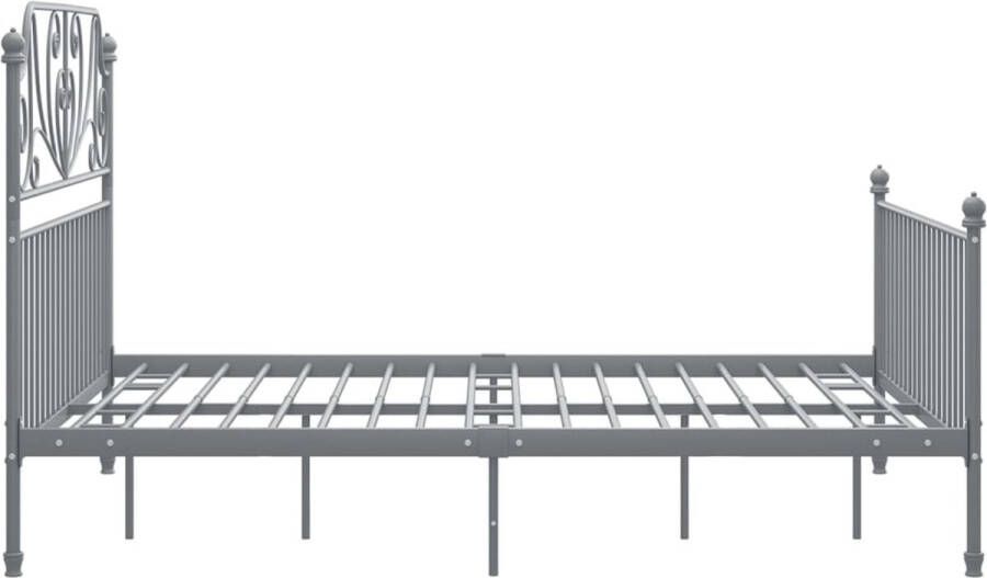 The Living Store Metalen Bedframe Grijs 206 x 144 x 131 cm Gepoedercoat metaal Metalen Bed Frame Tweepersoons Bed Frame Grijs Boxspring Bed Slaapcomfort