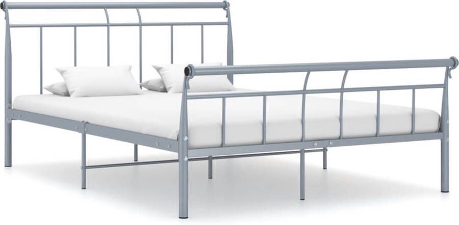 The Living Store Bedframe metaal grijs 140x200 cm Bedframe Bed Frame Bed Frames Bed Bedden 2-persoonsbed 2-persoonsbedden Tweepersoons Bed