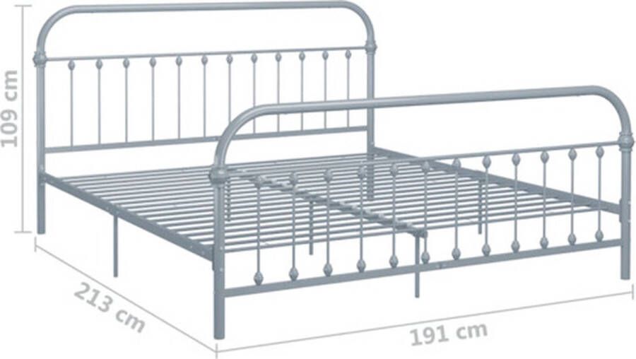 The Living Store Metalen Bedframe Grijs 213 x 191 x 109 cm Geschikte matras 180 x 200 cm + Montage vereist Metalen Bed Frame Tweepersoons Bed Grijs Bed Voor Volwassenen Boxspring Frame