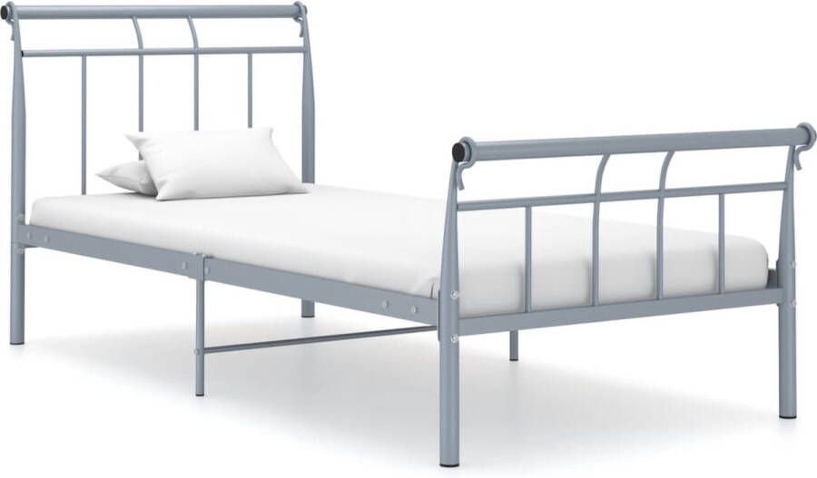 The Living Store Metalen Bedframe Grijs 208 x 96 x 90 cm Stevige Constructie Metalen Bed Frame Grijs Bed Frame Bed Frame 90x200 Stapelbare Bed Frames Tweepersoons Bed Frame