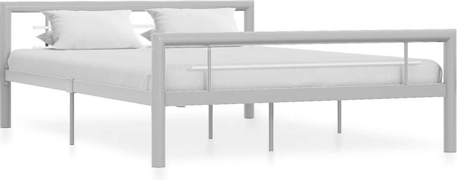 The Living Store Bedframe metaal grijs en wit 140x200 cm Bed