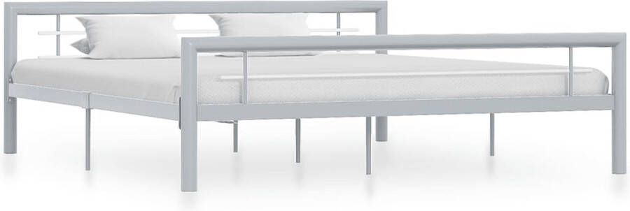 The Living Store Bedframe metaal grijs en wit 180x200 cm Bed