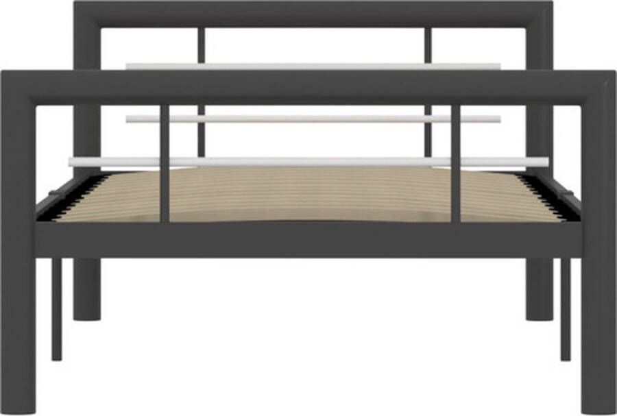 The Living Store Bedframe metaal grijs en wit 90x200 cm Bed