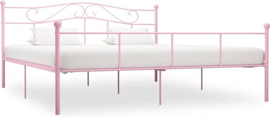 The Living Store Bedframe metaal roze 180x200 cm Bed