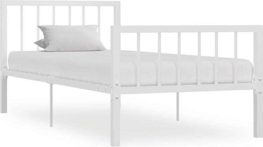 The Living Store Bedframe metaal wit 100x200 cm Bedframe Bedframes Eenpersoonsbed Eenpersoonsbedden Bed Bedden Bedombouw Bedombouwen Frame Frames Slaapmeubel