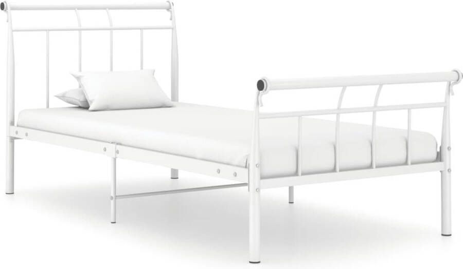 The Living Store Metalen Bedframe Comfortabel Bed 100 x 200 cm Ken- Stevig en duurzaam Metalen Bedframe Tweepersoons Bed Kopen Wit Bedframe Comfortabel Bed