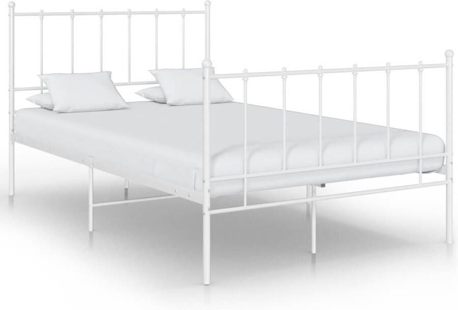 The Living Store Bedframe metaal wit 120x200 cm Bedframe Bedframes Tweepersoonsbed Tweepersoonsbedden Bed Bedden Bedombouw Bedombouwen Frame Frames Slaapmeubel