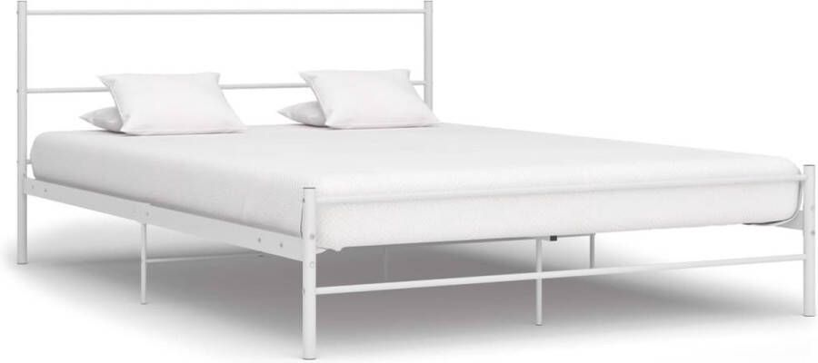 The Living Store Bedframe metaal wit 120x200 cm Bedframe Bedframes Tweepersoonsbed Tweepersoonsbedden Bed Bedden Slaapkamermeubel Slaapkamermeubelen Slaapkamermeubels Slaapkamermeubilair