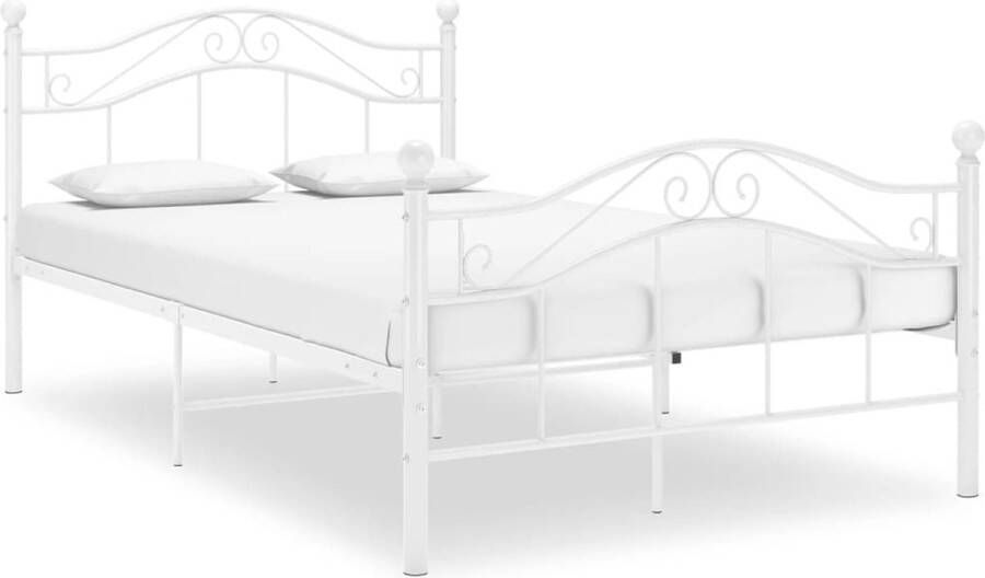 The Living Store Bedframe metaal wit 120x200 cm Bedframe Bedframes Tweepersoonsbed Tweepersoonsbedden Bed Bedden Bedombouw Bedombouwen Frame Frames Slaapmeubel