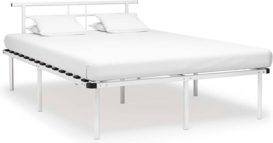 The Living Store Bedframe metaal wit 140x200 cm Bedframe Bedframes Tweepersoonsbed Tweepersoonsbedden Bed Bedden Bedombouw Bedombouwen Frame Frames Slaapmeubel