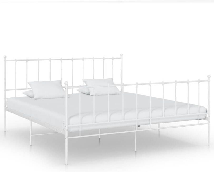 The Living Store Bedframe metaal wit 160x200 cm Bedframe Bedframes Tweepersoonsbed Tweepersoonsbedden Bed Bedden Bedombouw Bedombouwen Frame Frames Slaapmeubel