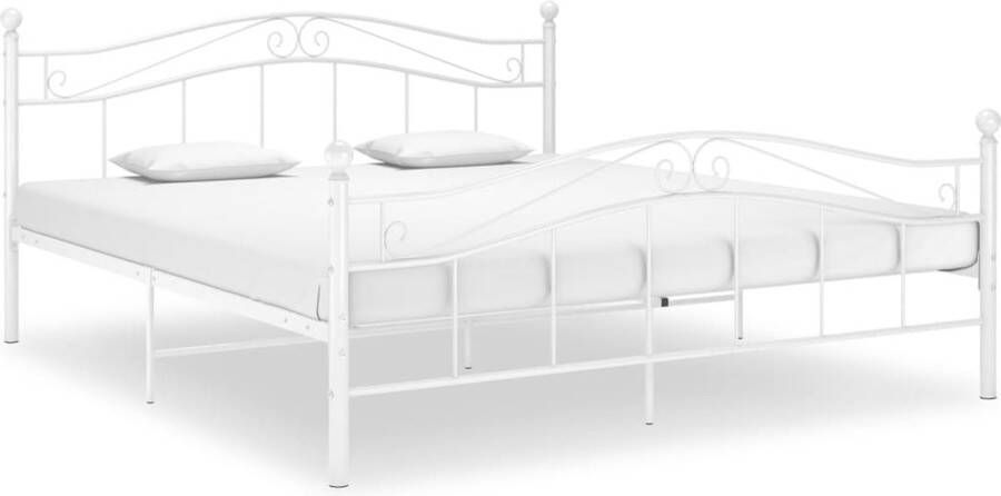 The Living Store Bedframe metaal wit 200x200 cm Bedframe Bedframes Tweepersoonsbed Tweepersoonsbedden Bed Bedden Bedombouw Bedombouwen Frame Frames Slaapmeubel