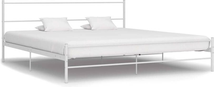 The Living Store Metalen tweepersoonsbed Onbekend Bed Afmeting- 209 x 207 x 84 cm Kleur- wit Materiaal- metaal