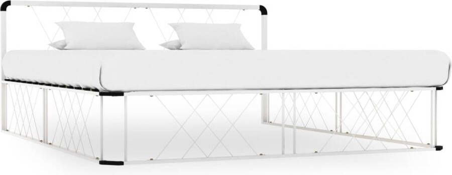 The Living Store Bedframe metaal wit 200x200 cm Bedframe Bedframes Tweepersoonsbed Tweepersoonsbedden Bed Bedden Bedombouw Bedombouwen Frame Frames Slaapmeubel