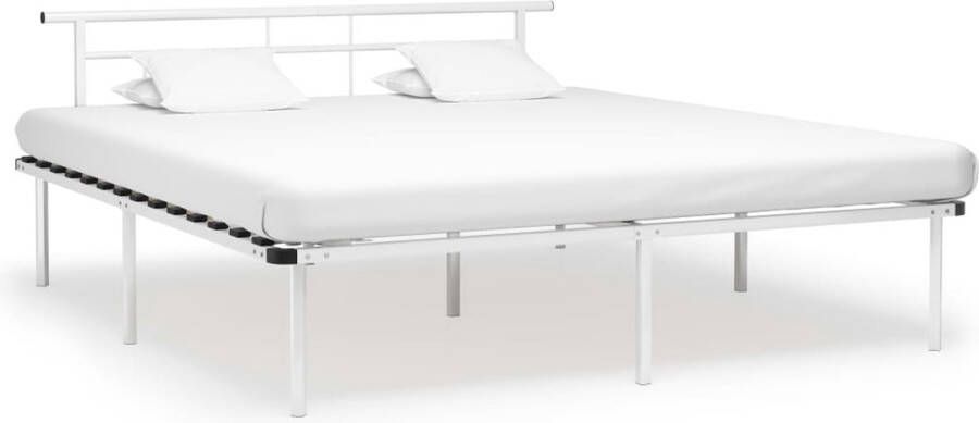 The Living Store Bedframe metaal wit 200x200 cm Bedframe Bedframes Tweepersoonsbed Tweepersoonsbedden Bed Bedden Bedombouw Bedombouwen Frame Frames Slaapmeubel