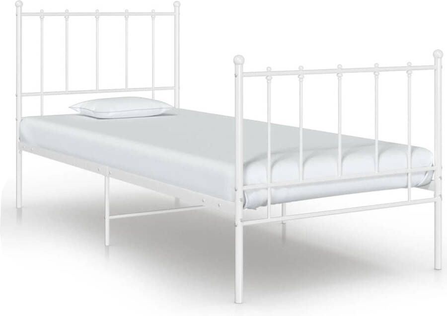 The Living Store Bedframe metaal wit 90x200 cm Bedframe Bedframes Eenpersoonsbed Eenpersoonsbedden Bed Bedden Bedombouw Bedombouwen Frame Frames Slaapmeubel - Foto 2