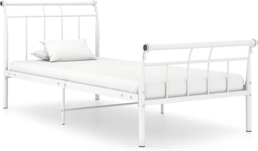 The Living Store Metalen Bedframe 208 x 96 x 90 cm Wit Montage vereist Metalen Bed Frame Wit Bed Frame Enkelpersoons Bed Frame 90x200 Bed Kopen
