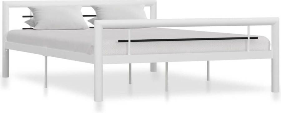 The Living Store Bedframe metaal wit en zwart 120x200 cm Bed