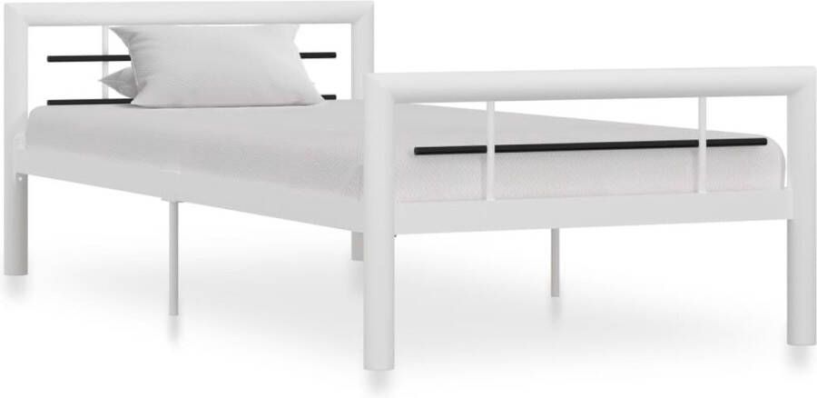 The Living Store Bedframe metaal wit en zwart 90x200 cm Bed