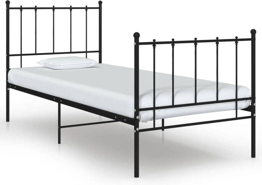 The Living Store Bedframe metaal zwart 100x200 cm Bedframe Bedframes Eenpersoonsbed Eenpersoonsbedden Bed Bedden Bedombouw Bedombouwen Frame Frames Slaapmeubel