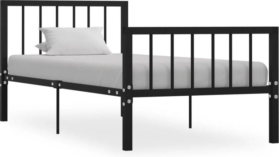 The Living Store Metalen Bedframe Zwart 208 x 106 x 84 cm Geschikt voor 100 x 200 cm matras Montage vereist Metalen Bedframe Tweepersoons Bed Zwarte Bed Design Bed Modern Bed