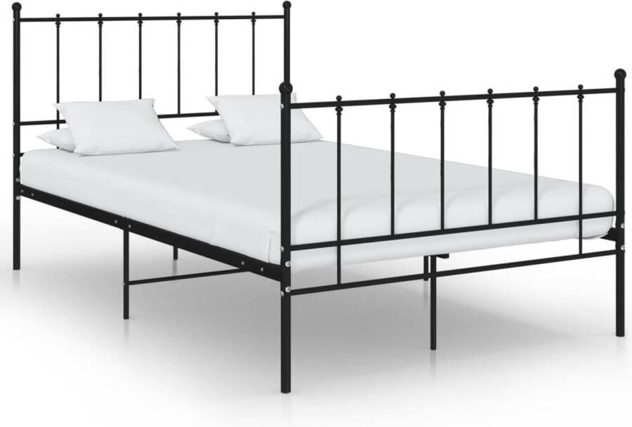 The Living Store Bedframe Massief gepoedercoat metaal 206 x 125 x 99 cm Geschikt voor 120 x 200 cm matras Zwart Bed Frame Metal Bed Frame Houten Bed Frame Boxspring Frame Tweepersoonsbed