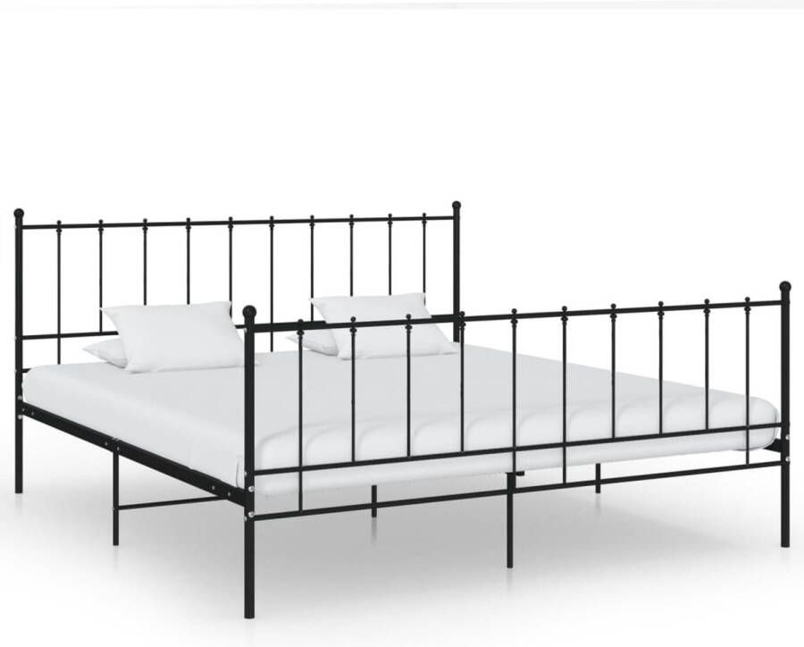 The Living Store Bedframe metaal zwart 140x200 cm Bedframe Bedframes Tweepersoonsbed Tweepersoonsbedden Bed Bedden Bedombouw Bedombouwen Frame Frames Slaapmeubel