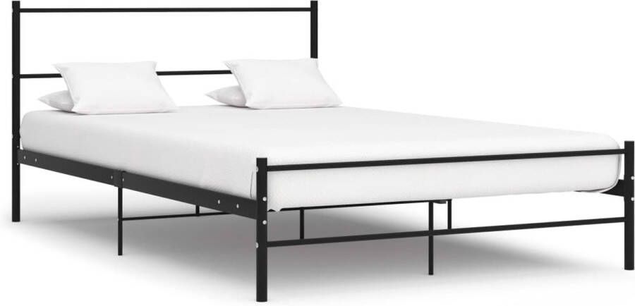 The Living Store Bedframe metaal zwart 140x200 cm Bed