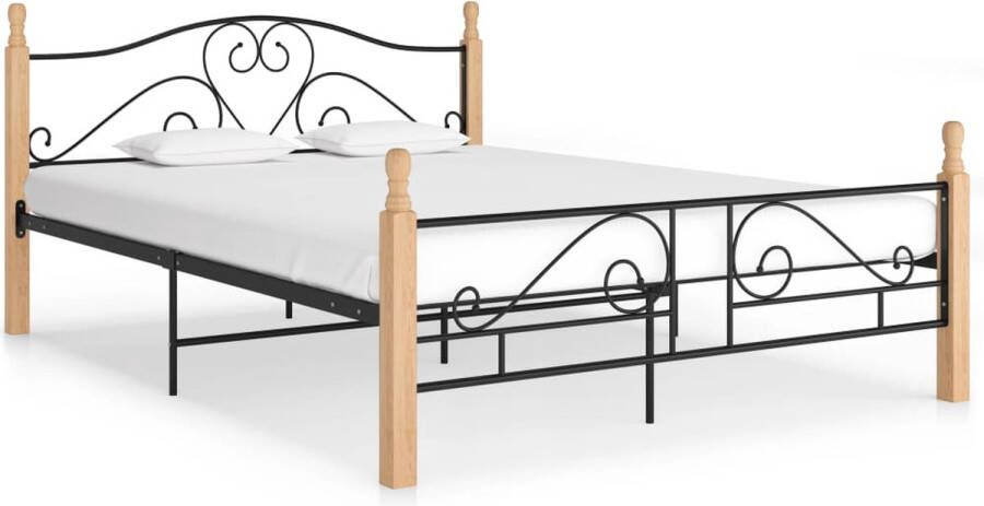 The Living Store Bedframe metaal zwart 140x200 cm Bedframe Bedframes Bed Bedden Frame Frames Tweepersoonsbed Tweepersoonsbedden Bedombouw Bedombouwen Metalen Bed