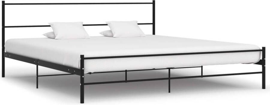 The Living Store Bedframe metaal zwart 200x200 cm Bedframe Bedframes Tweepersoonsbed Tweepersoonsbedden Bed Bedden Slaapkamermeubel Slaapkamermeubelen Slaapkamermeubels Slaapkamermeubilair