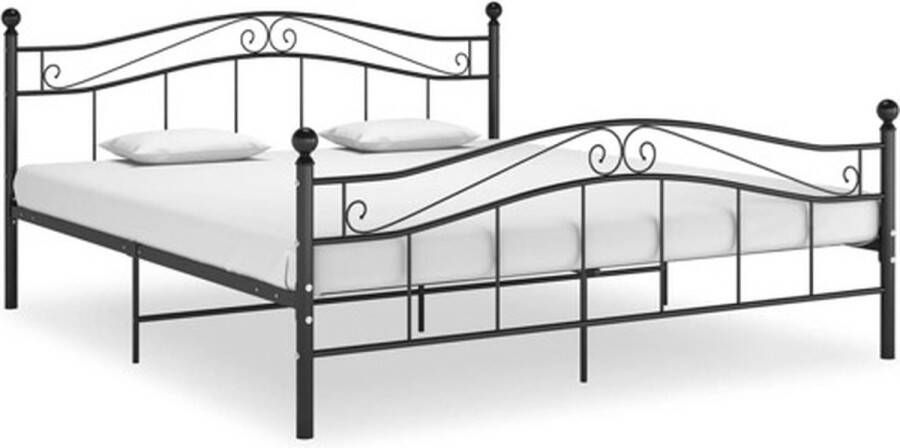 The Living Store Bedframe metaal zwart 200x200 cm Bedframe Bedframes Tweepersoonsbed Tweepersoonsbedden Bed Bedden Bedombouw Bedombouwen Frame Frames Slaapmeubel