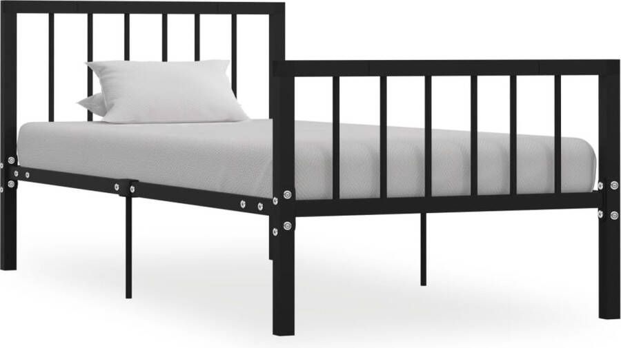 The Living Store Metalen Bedframe Zwart 208 x 96 x 84 cm Geschikt voor matras van 90 x 200 cm Montage vereist Metalen Bed Frame Zwarte Bedpost Enkelpersoonsbed Tweepersoonsbed Slaapcomfort