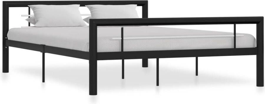 The Living Store Bedframe metaal zwart en wit 140x200 cm Bed