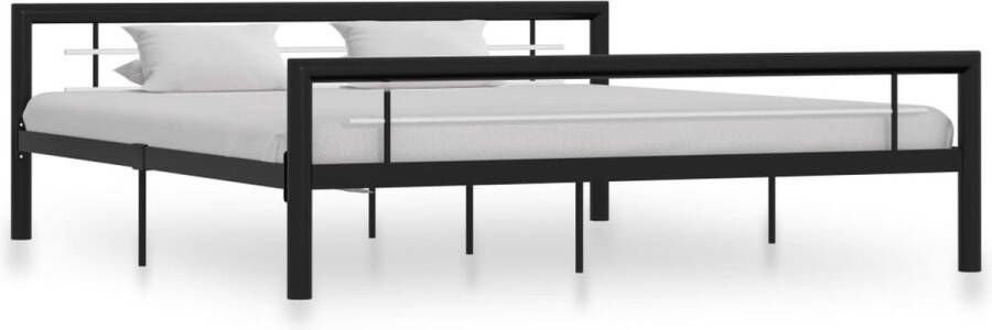 The Living Store Bedframe metaal zwart en wit 180x200 cm Bed