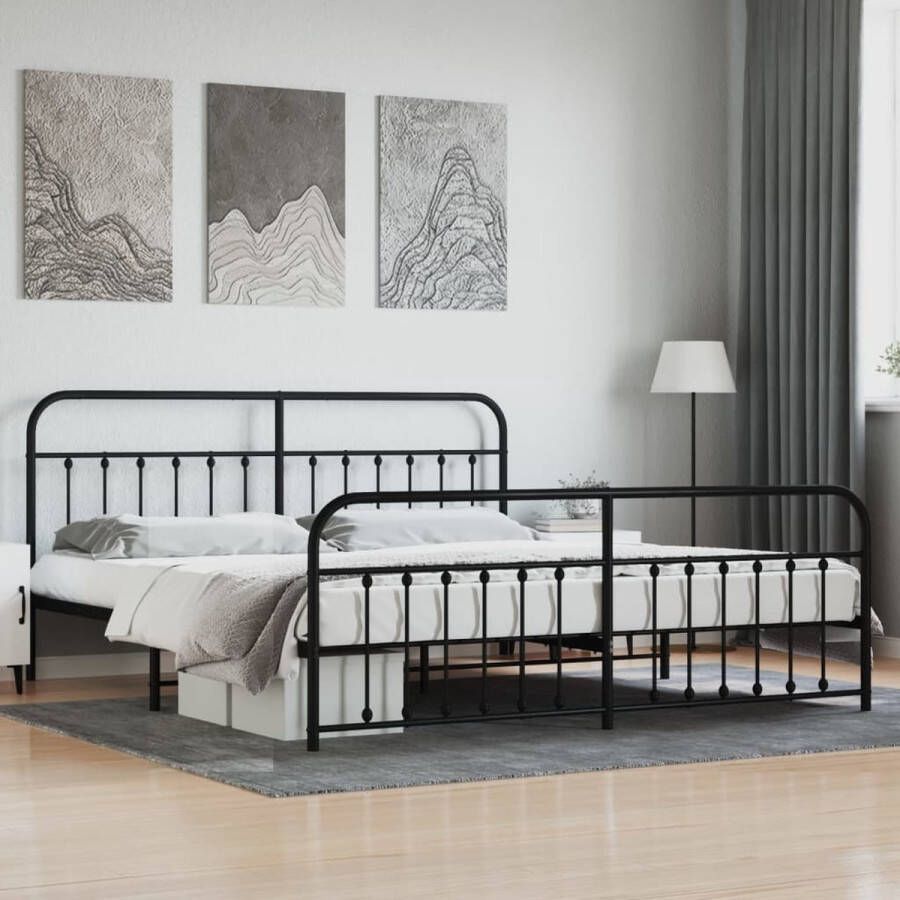 The Living Store Bedframe Metalen 207 x 198 x 100 cm Zwart Robuust en praktisch