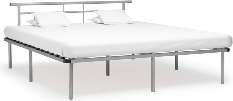 The Living Store Bedframe metaal grijs 180x200 cm Bedframe Bedframes Tweepersoonsbed Tweepersoonsbedden Bed Bedden Bedombouw Bedombouwen Frame Frames Slaapmeubel