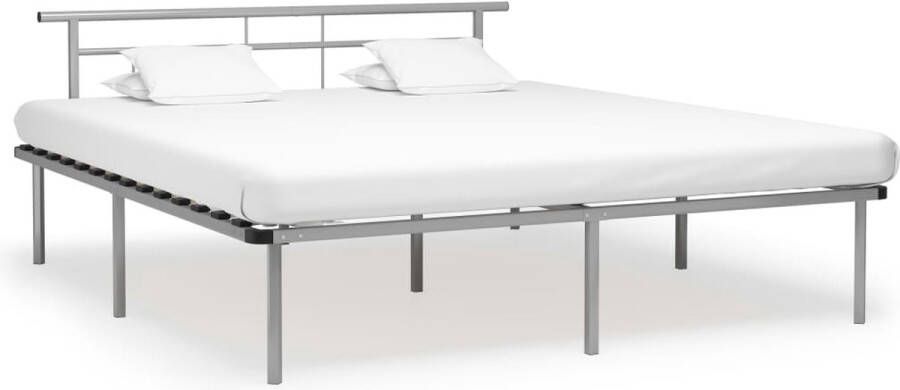 The Living Store Bedframe Metalen constructie 180 x 200 cm Grijs