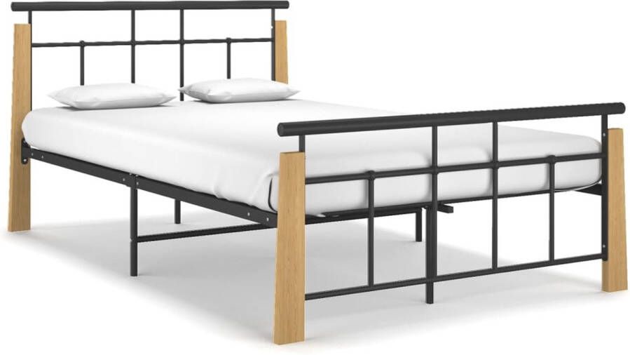 The Living Store Bedframe Metalen Constructie Licht Eikenhout 206 x 133 x 86 cm (L x B x H) 120 x 200 cm (B x L) Geschikte Matras