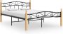 The Living Store Bedframe metaal en massief eikenhout zwart 140x200 cm Bedframe Bedframes Bed Bedden Frame Frames Tweepersoonsbed Tweepersoonsbedden Bedombouw Bedombouwen Metalen Bed - Thumbnail 2