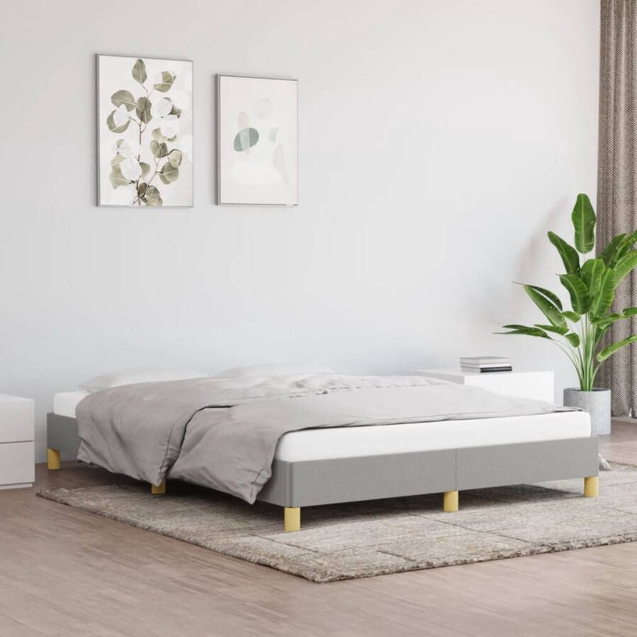 The Living Store Bedframe Multi-Lightgrijs 203x163x25 cm Duurzaam materiaal Ondersteunende poten Multiplex lattenbodem