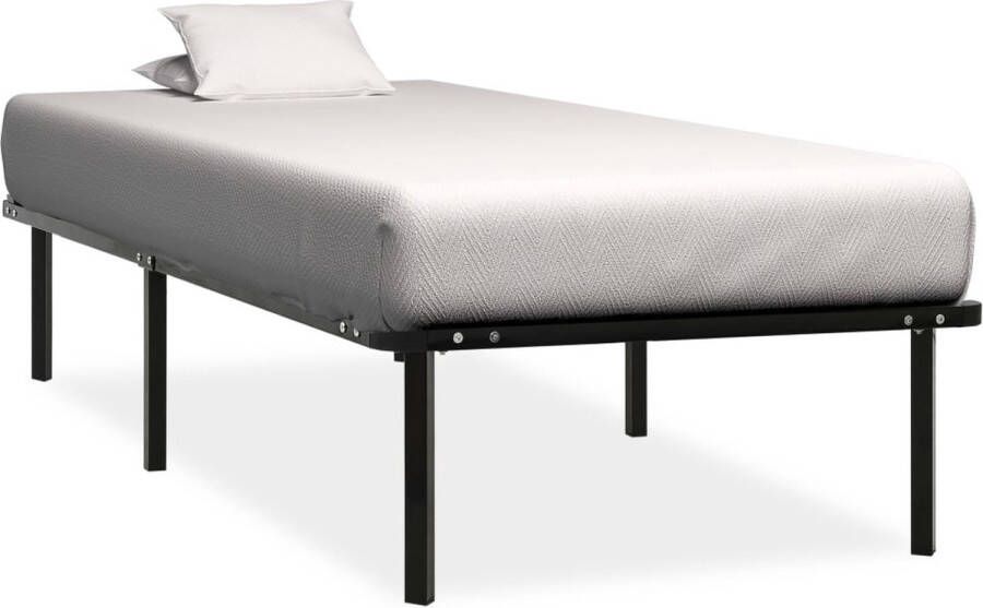 The Living Store Bedframe name Metaal Bedframe 200 x 90 x 38 cm zwart Metalen Bedframe Zwart Enkelbed Tweepersoonsbed Boxspring Frame