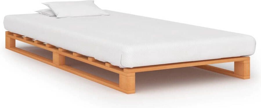 The Living Store Pallet Bedframe Massief Grenenhout 90 x 200 cm Bruin Pallet Bedframe Massief Grenenhout Bedframe Houten Bedframe Enkelpersoons Bed Bruin Bedframe - Foto 2