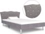 The Living Store Bedframe Populierenhout 208x108x89 cm Lichtgrijs 90x200 cm matras Stalen poten - Thumbnail 1