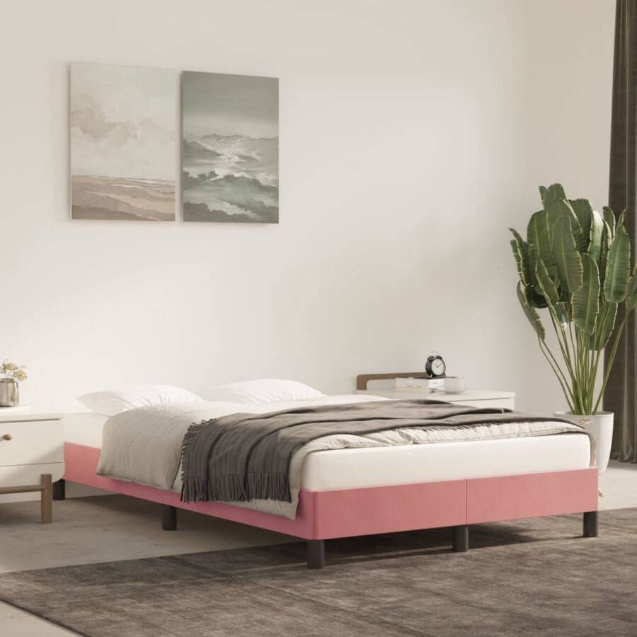 The Living Store Bedframe Roze Fluweel 203 x 123 x 25 cm Ondersteunende poten