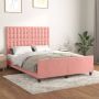 The Living Store Bedframe Roze Fluweel 203x146 cm Verstelbaar hoofdeinde - Thumbnail 1