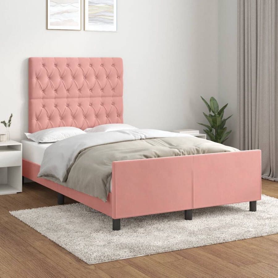The Living Store Bedframe Roze Fluweel Verstelbaar Hoofdeind Ondersteunende Poten Multiplex Lattenbodem Comfortabele Ondersteuning 203x126x118 128 cm Fluwelen Bed Frame Rozerood Bed Tweepersoons Bed Boxspring Bed Hoofdbord Bed