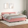 The Living Store Bedframe Roze Stof 203 x 180 x 78 88 cm Pocketvering Matras 180 x 200 x 20 cm Bedtopmatras 180 x 200 x 5 cm - Thumbnail 1